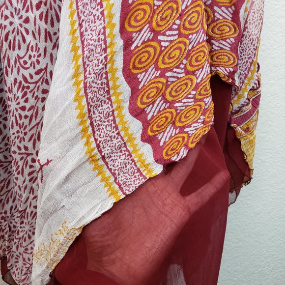 Paul Ropp Free Size Resort Style Tank Dress Boho Patchwork Chiffon Handkerchief - Picture 14 of 14